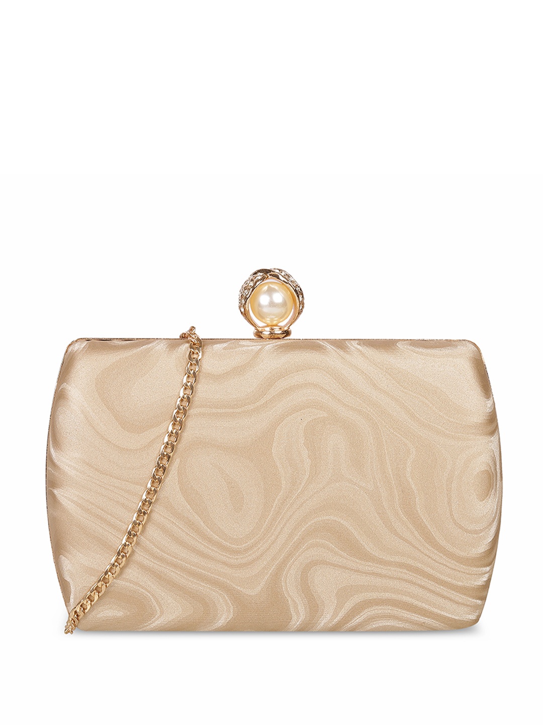 

Mochi Textured Box Clutch, Gold