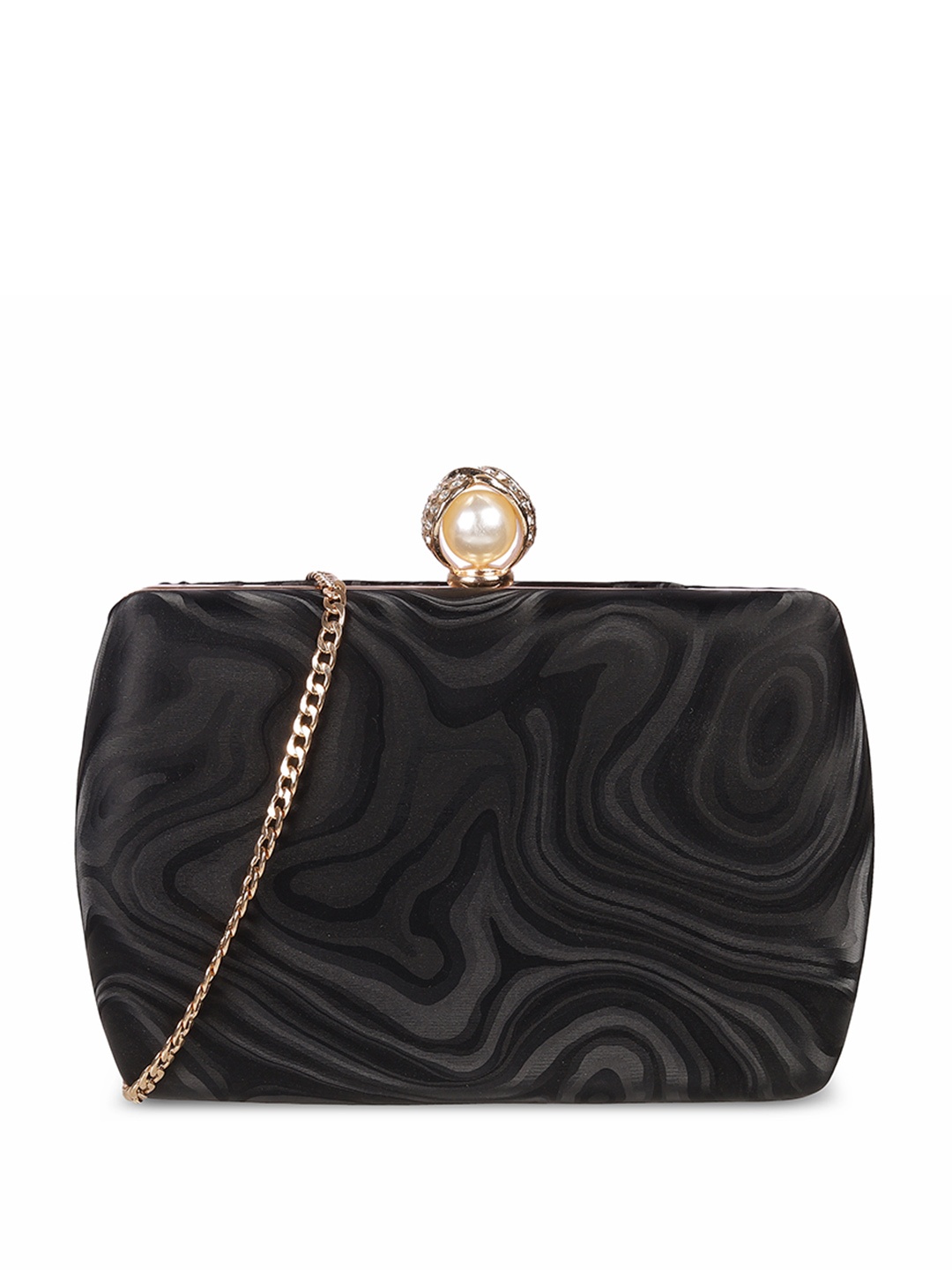 

Mochi Printed Box Clutch, Black