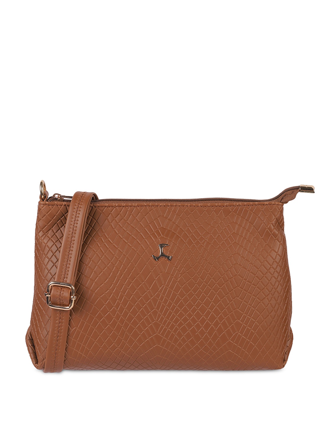 

Mochi Women Textured Structured Sling Bag, Tan