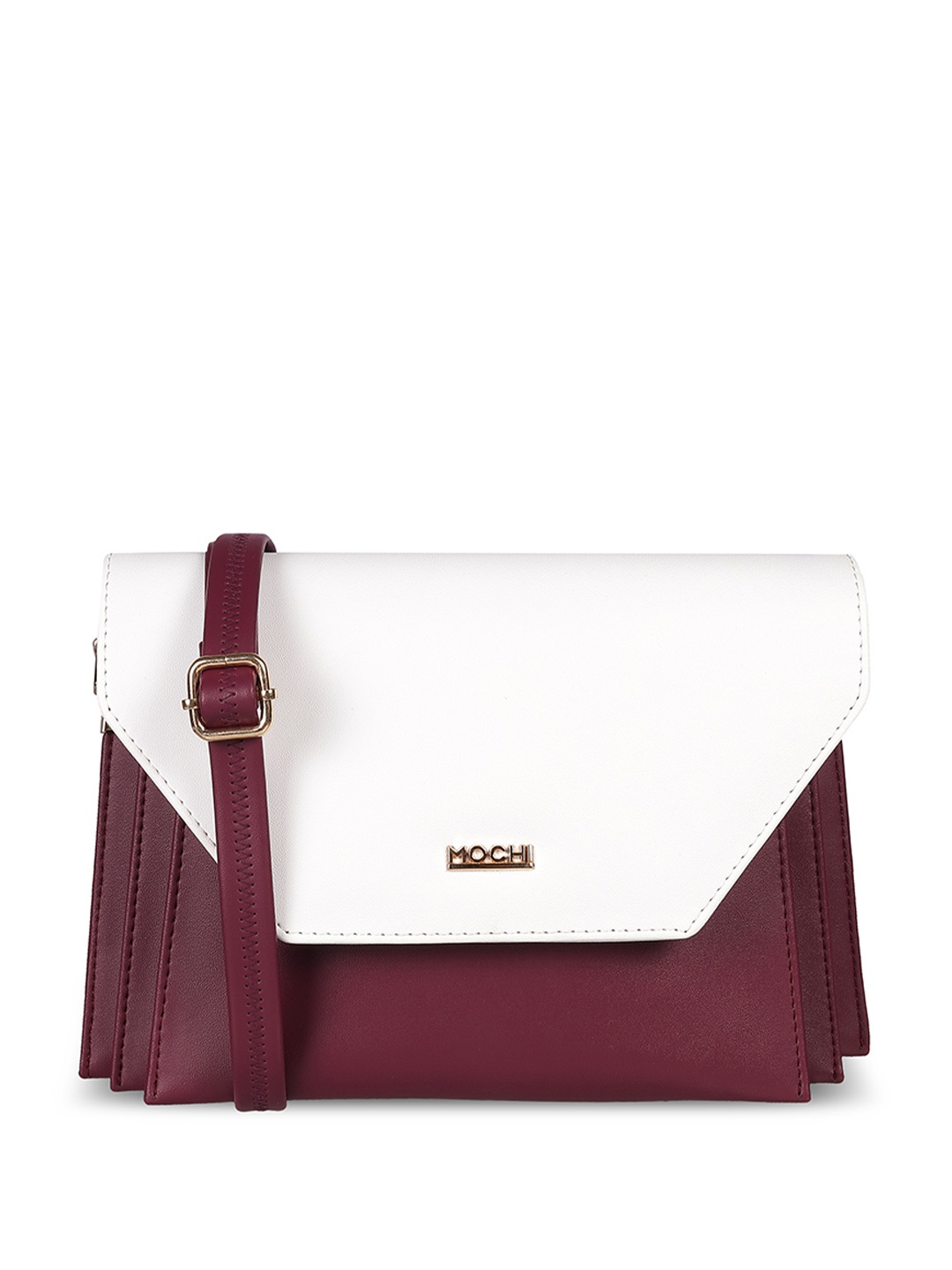 

Mochi Women Colourblocked Structured Sling Bag, Maroon