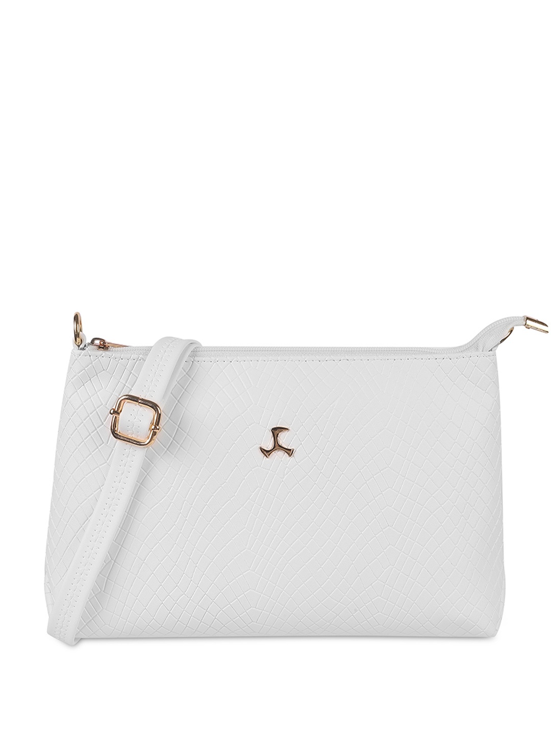 

Mochi Women Textured Structured Sling Bag, White