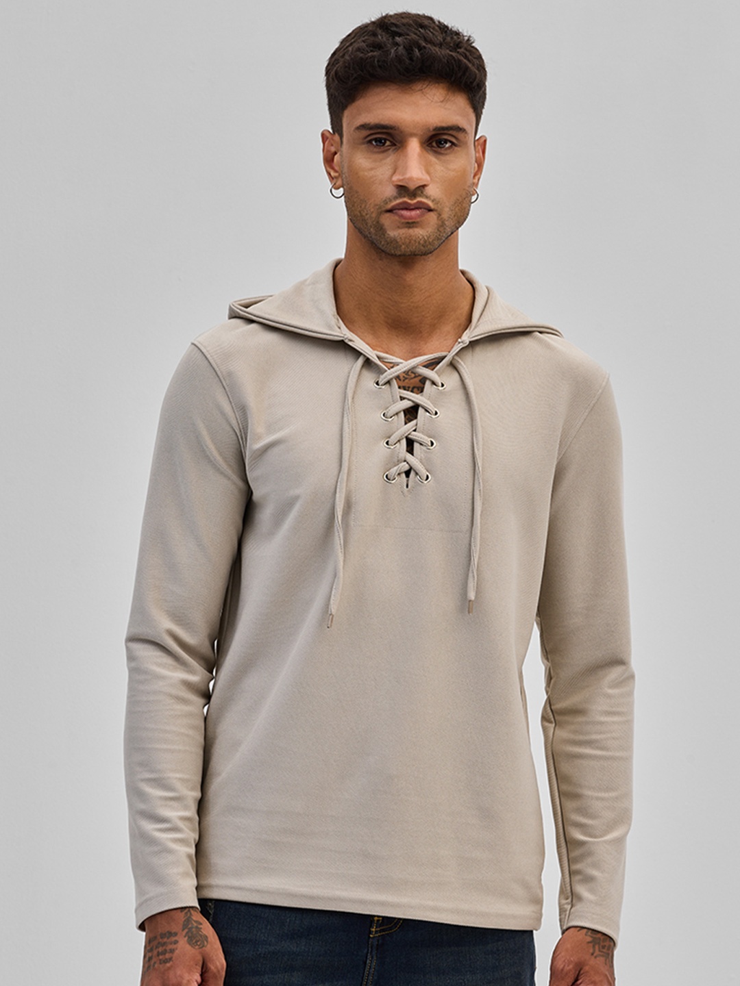 

Snitch Men Long Sleeved Hoodie, Beige