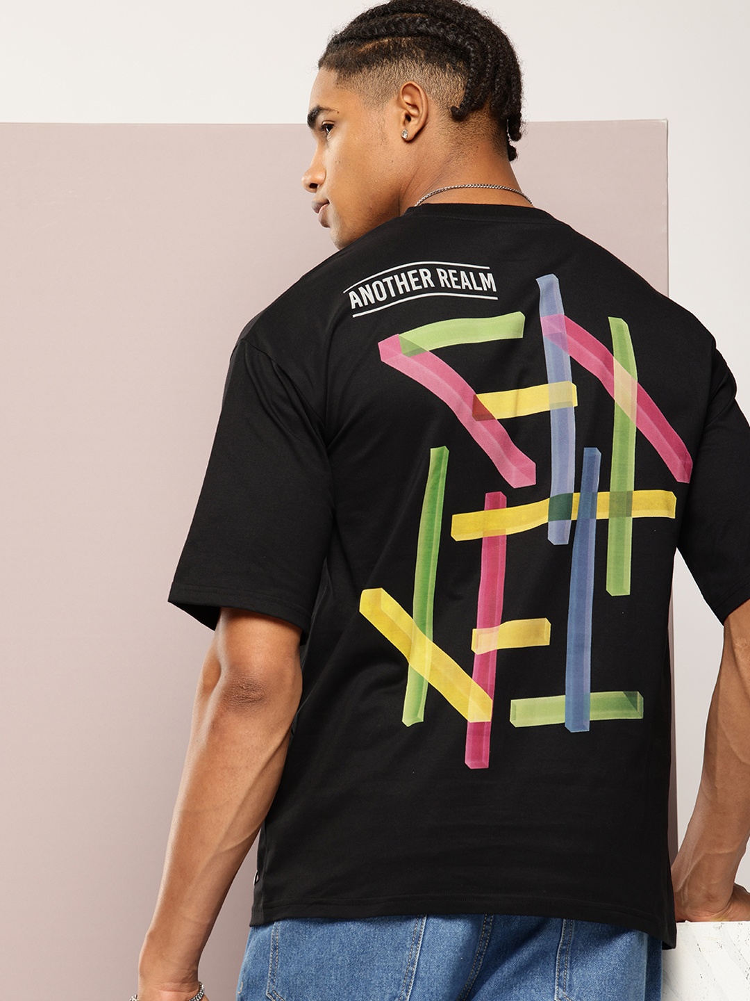 

Kook N Keech Typography Printed Drop-Shoulder Sleeves Oversized T-shirt, Black