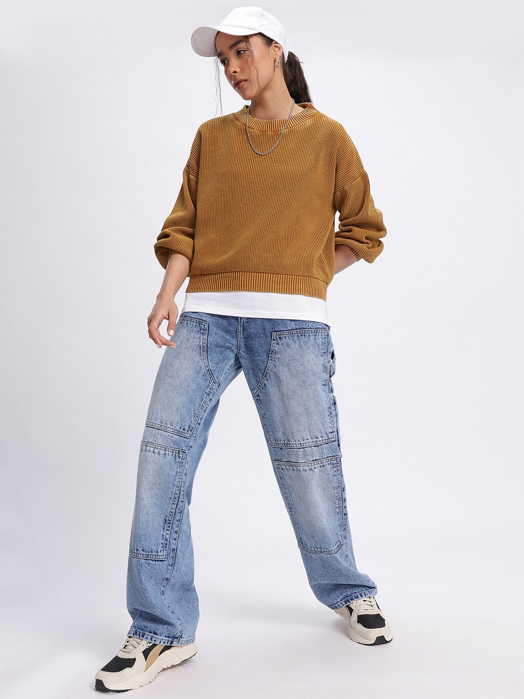 

glitchez Comfy Coziness Ribbed Oversized Pullover, Mustard