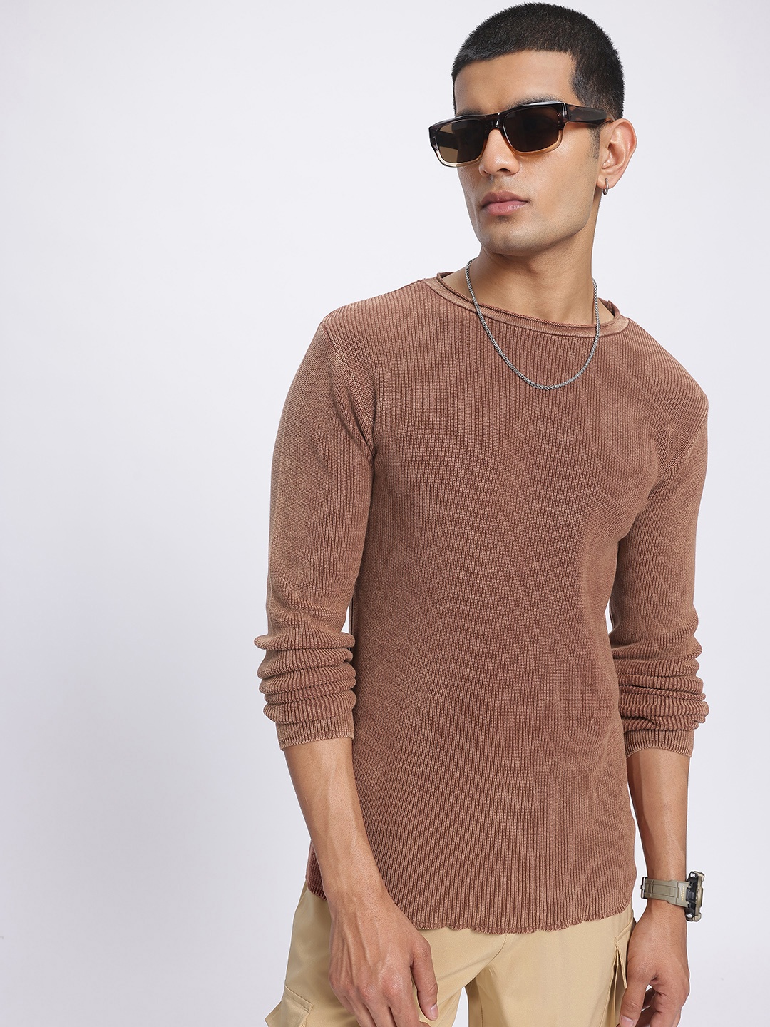 

glitchez Snuggle Fit Ribbed Pullover, Rust