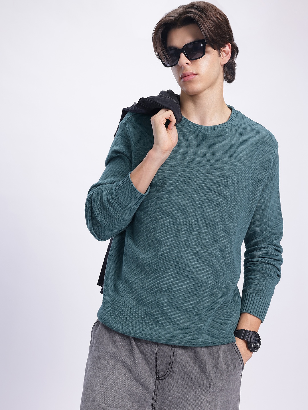 

glitchez Cozy Couture Oversized Pullover, Teal