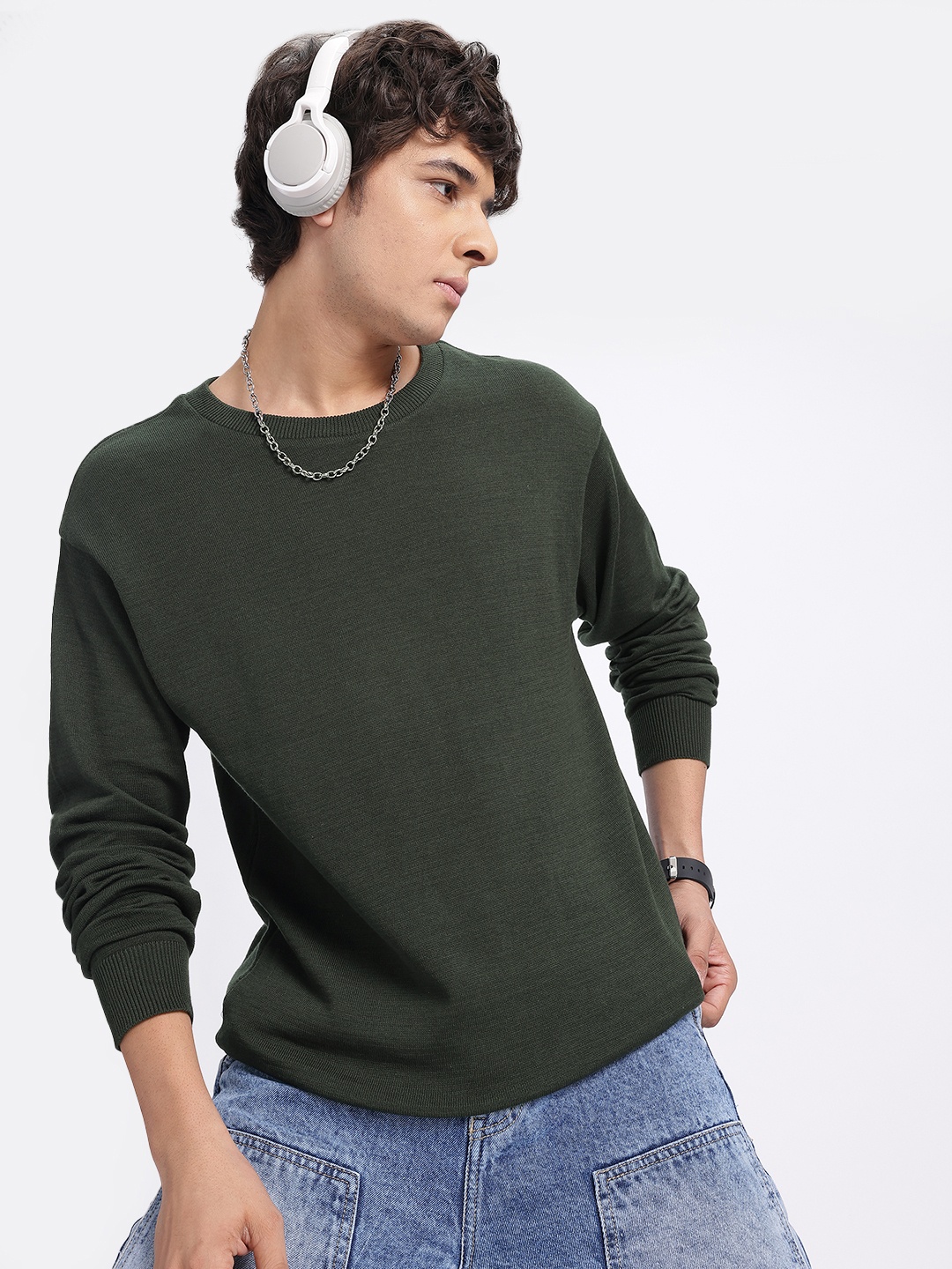 

glitchez Refreshing Swag Oversized Drip Cotton Overload Sweater, Green