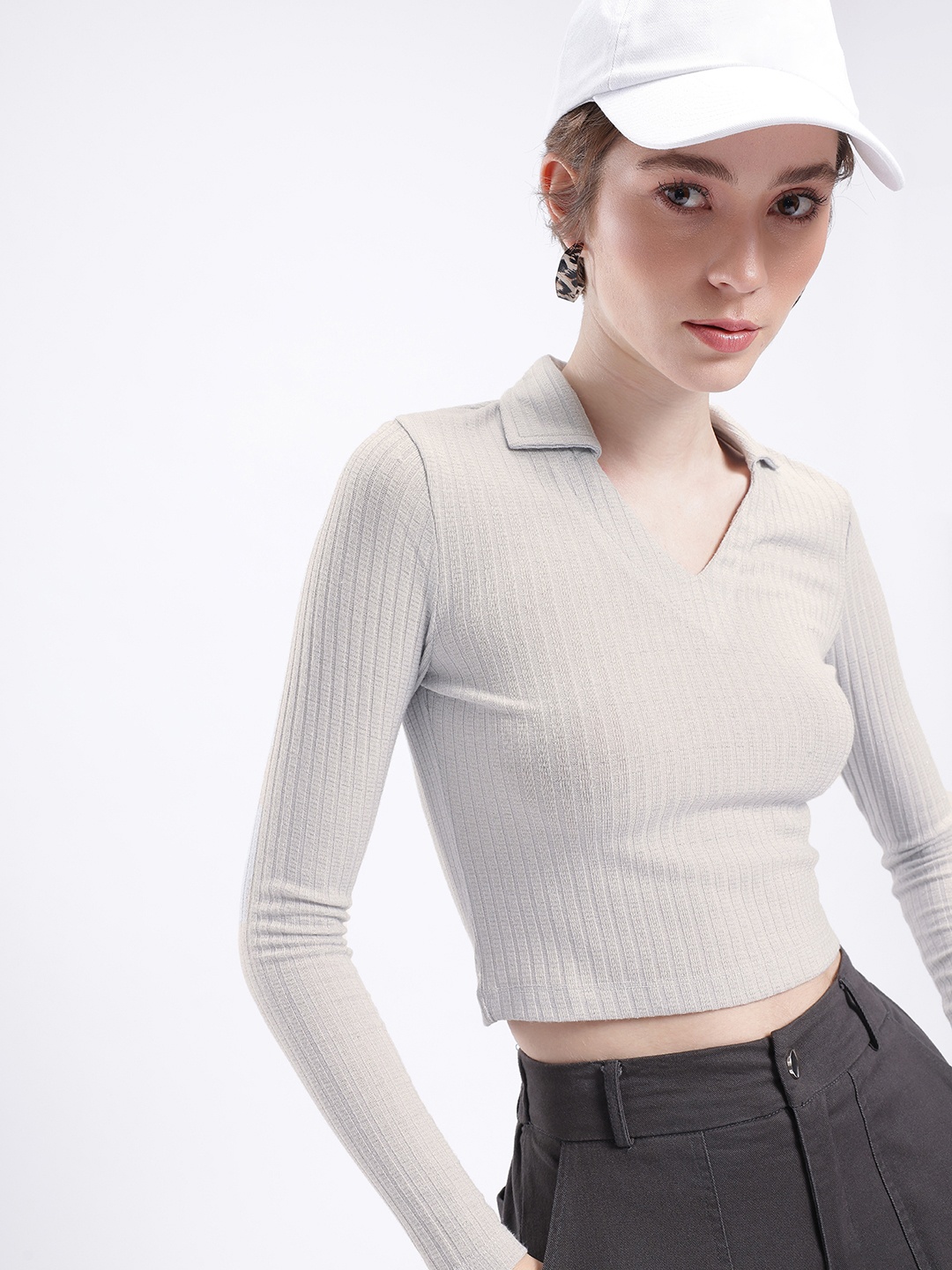 

glitchez Flirtatious Fantasy Ribbed Crop Top, Taupe