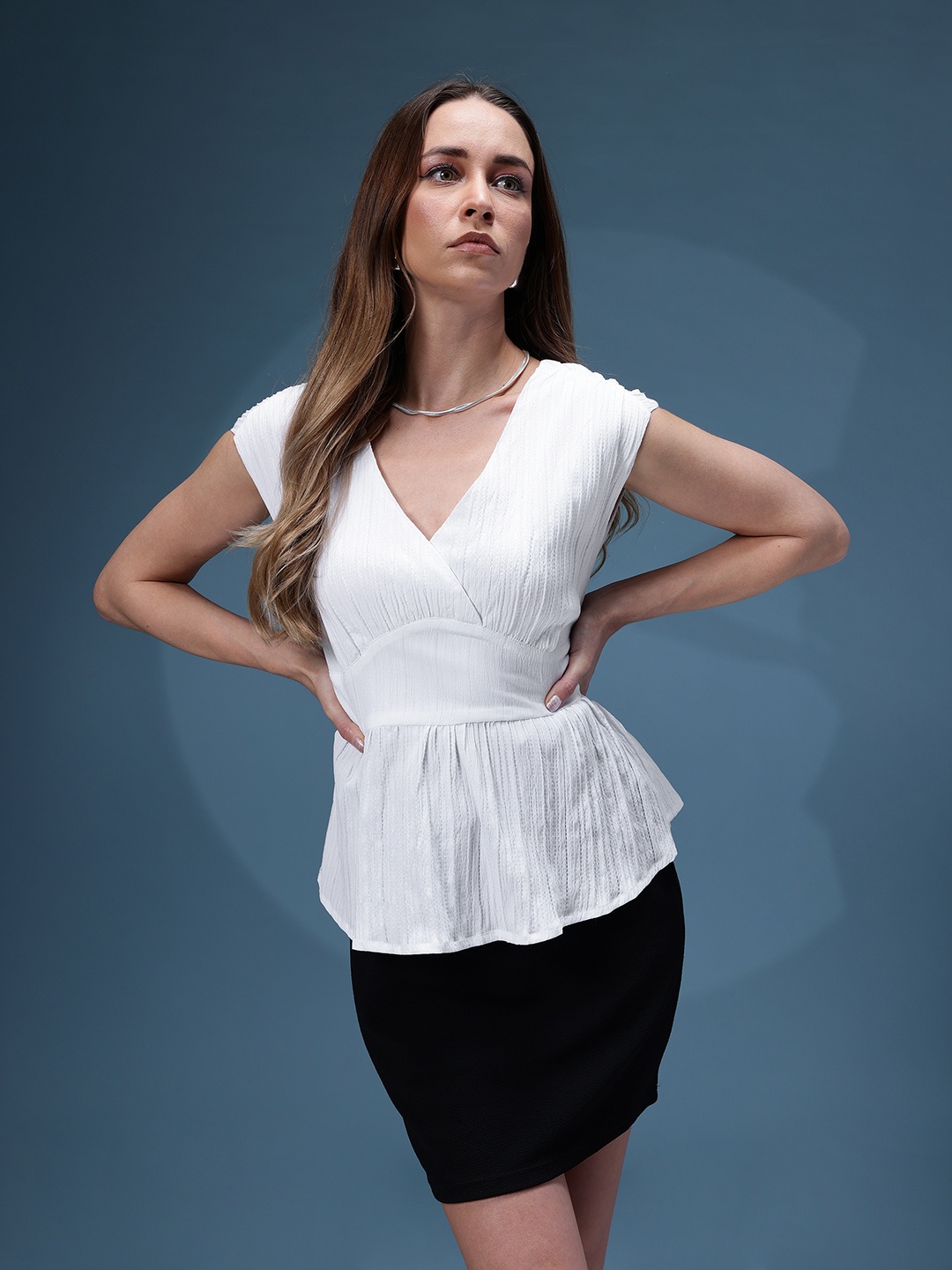 

bebe Dose of Vitamin Peplum Top, White