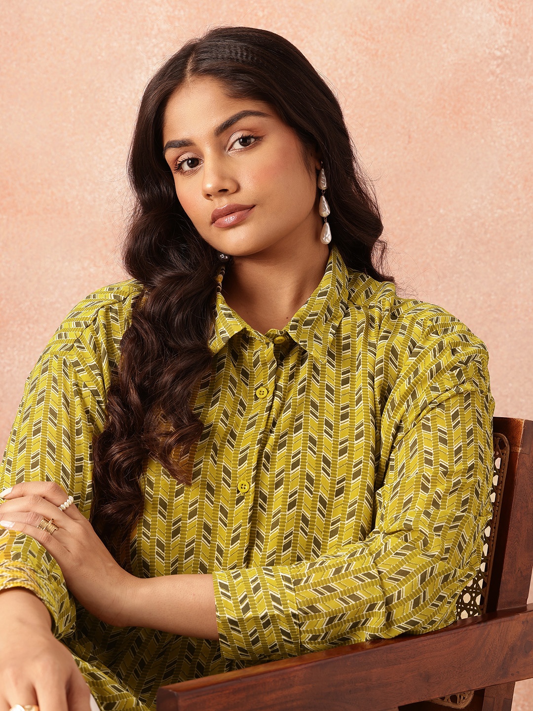 

all about you Plus Size Printed Casual Shirt, Green