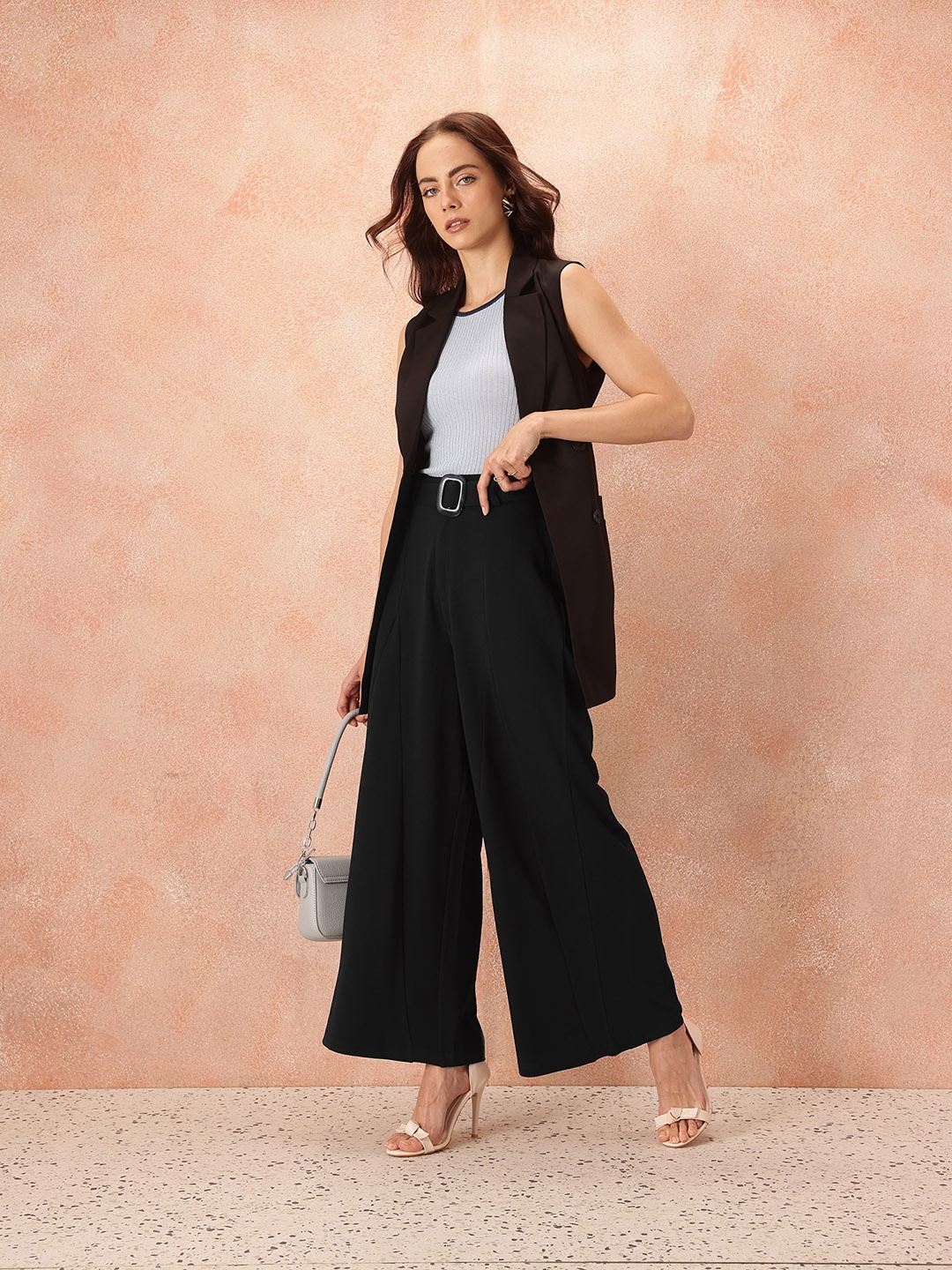

all about you Women Wide Leg Trousers with Belt, Black