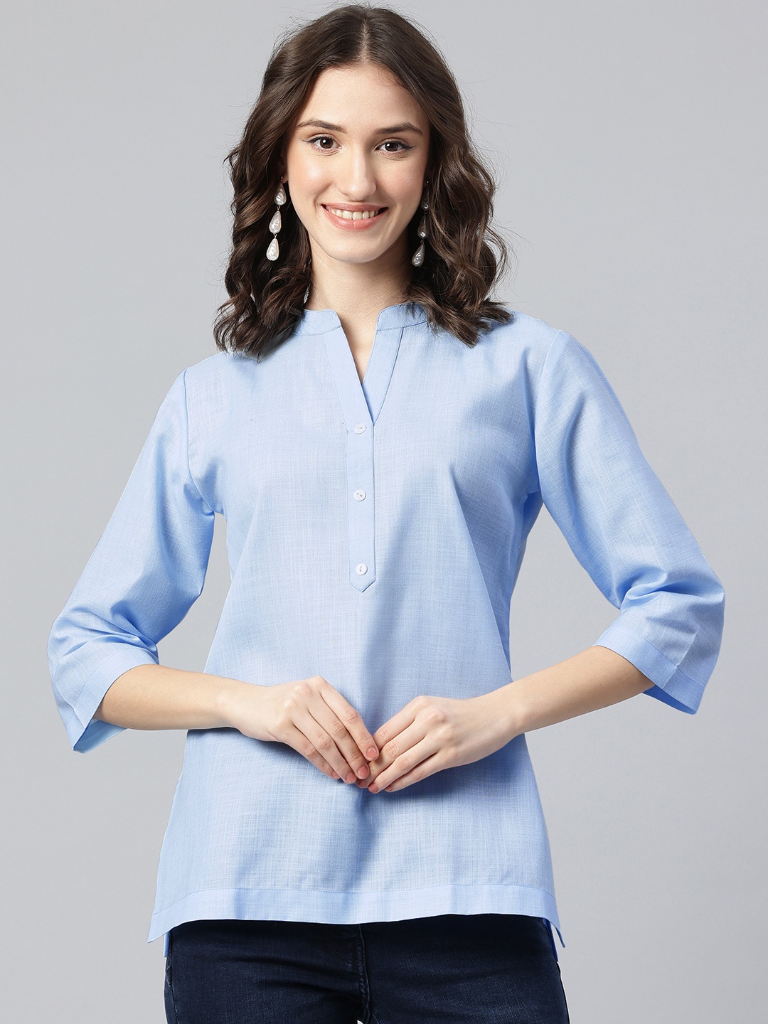 

One Femme Pure Cotton Kurti, Blue