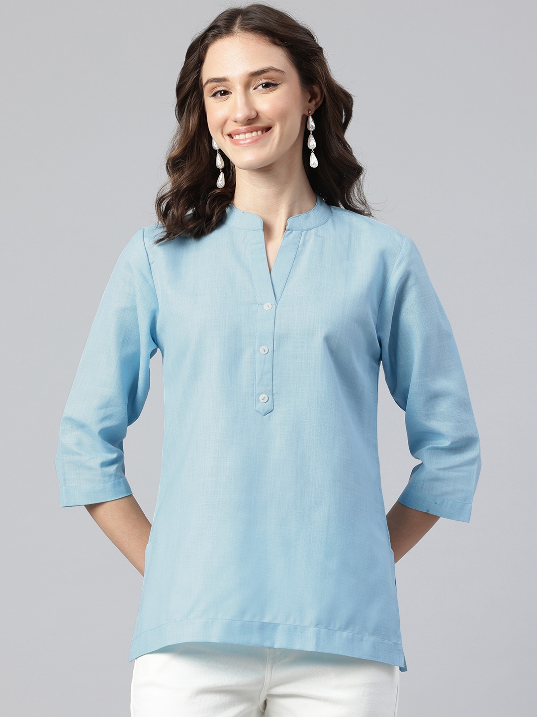 

One Femme Pure Cotton Kurti, Blue