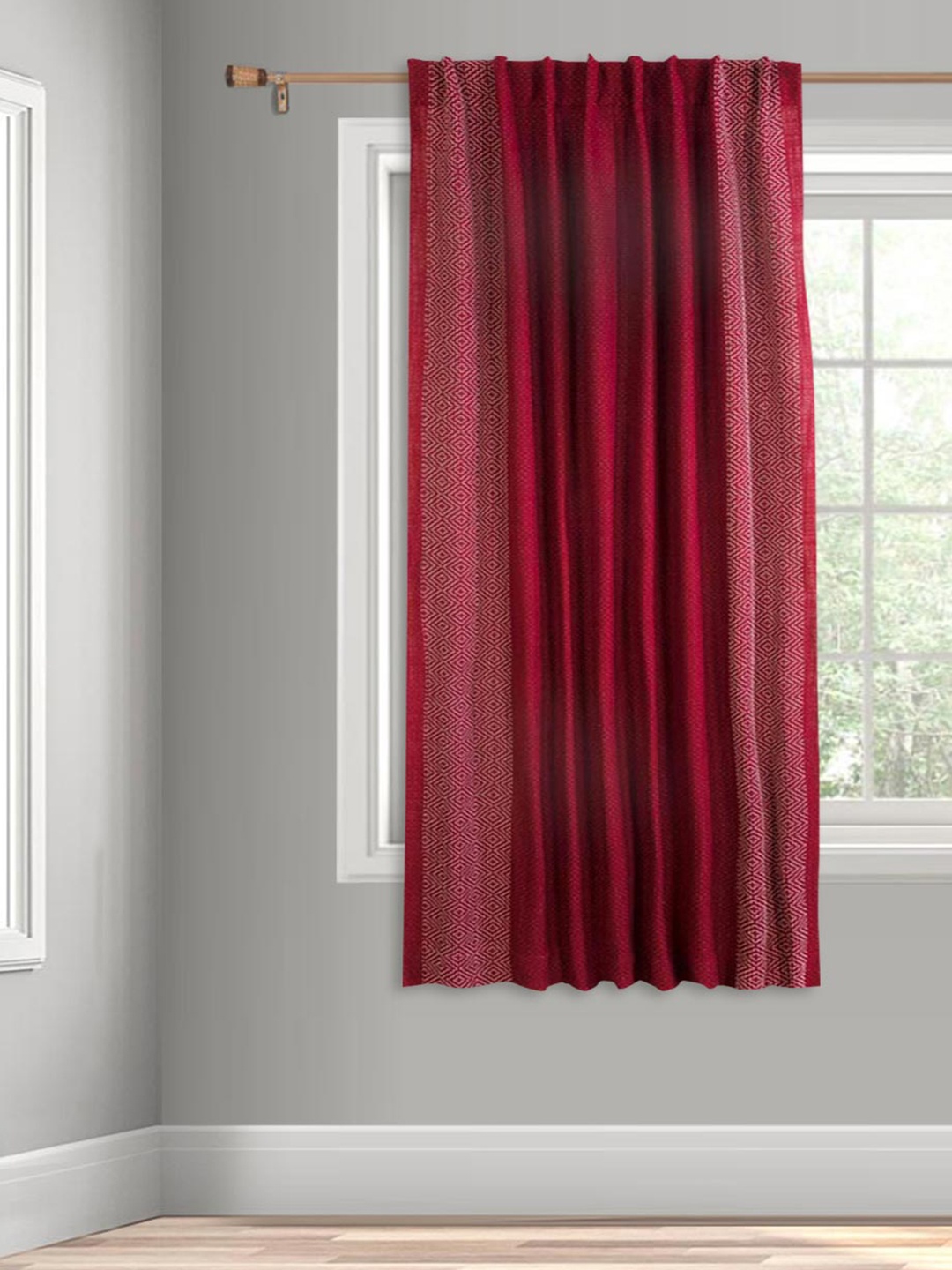 

Fabindia Red Geometric Printed Room Darkening Window Curtain