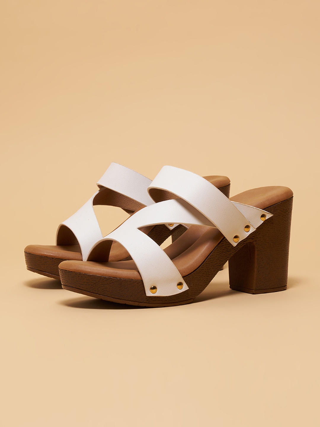 

ERIDANI Savia Solid Strappy Heels, White