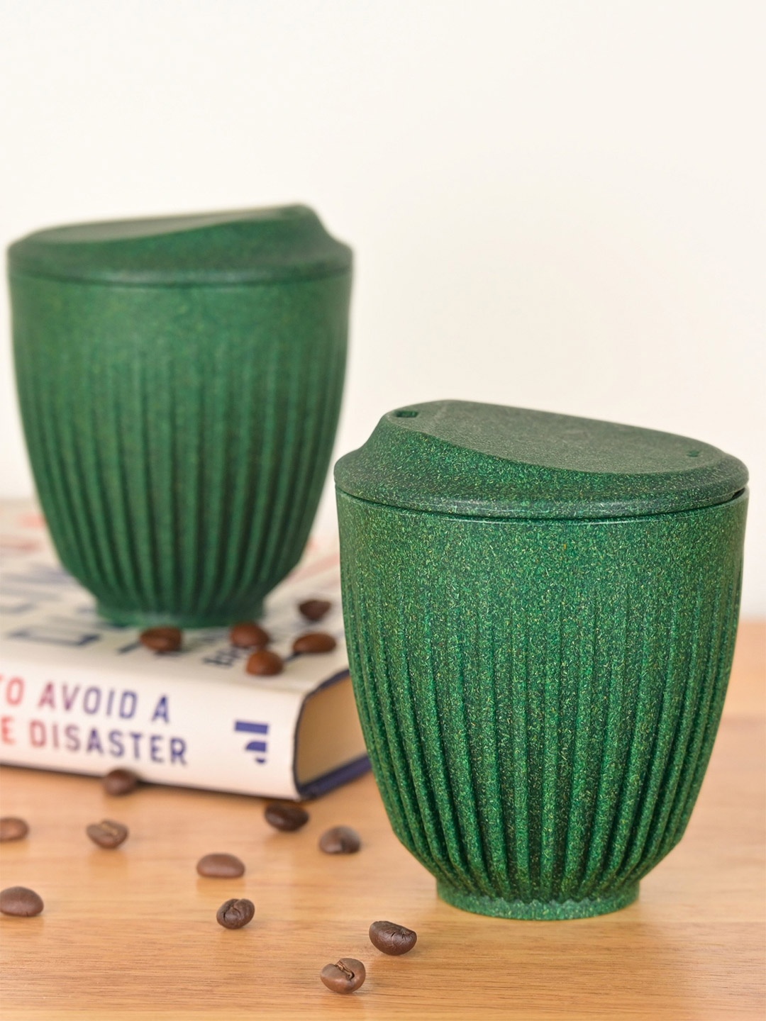 

eha Green 2 Pieces Textured Matte Mugs 250 ml each