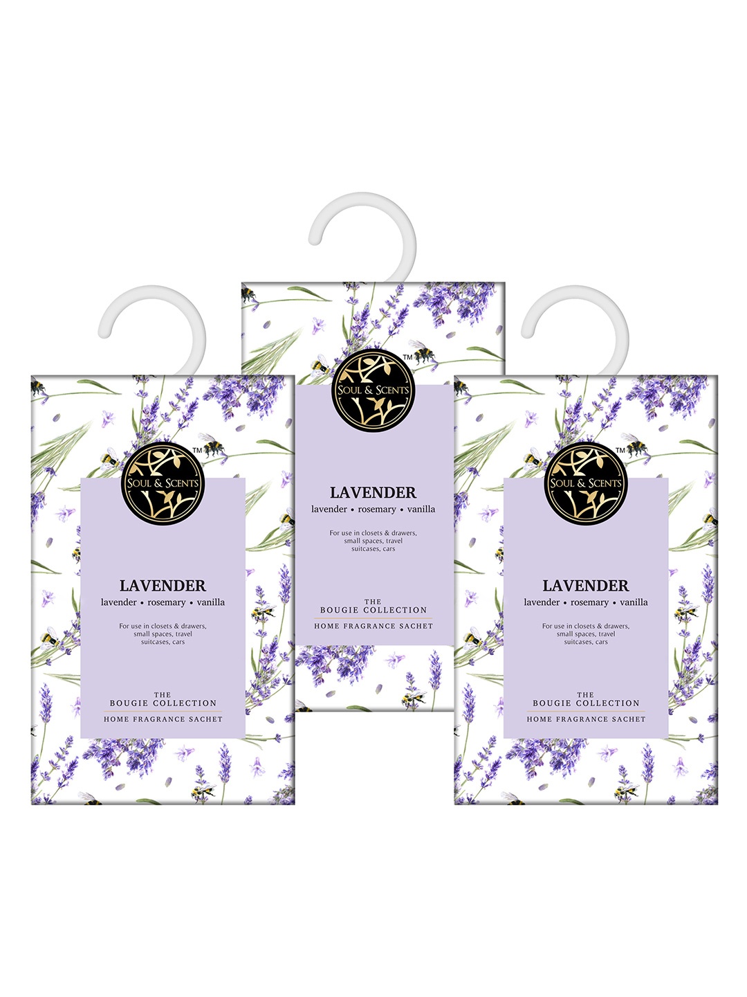 

SOUL & SCENTS Bougie Collection 3 Pieces Lavendar Air Fresheners, Purple