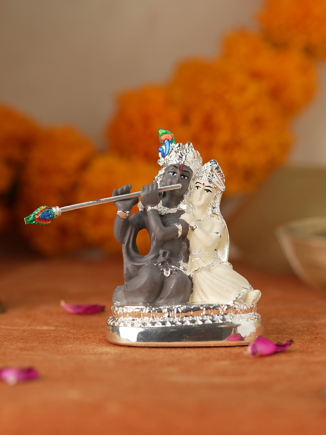 

Voylla Silver-Toned Religious Lord Radha Krishna Idol Showpiece