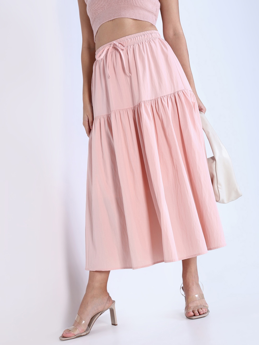 

SHOWOFF Women Flared Maxi Skirt, Pink