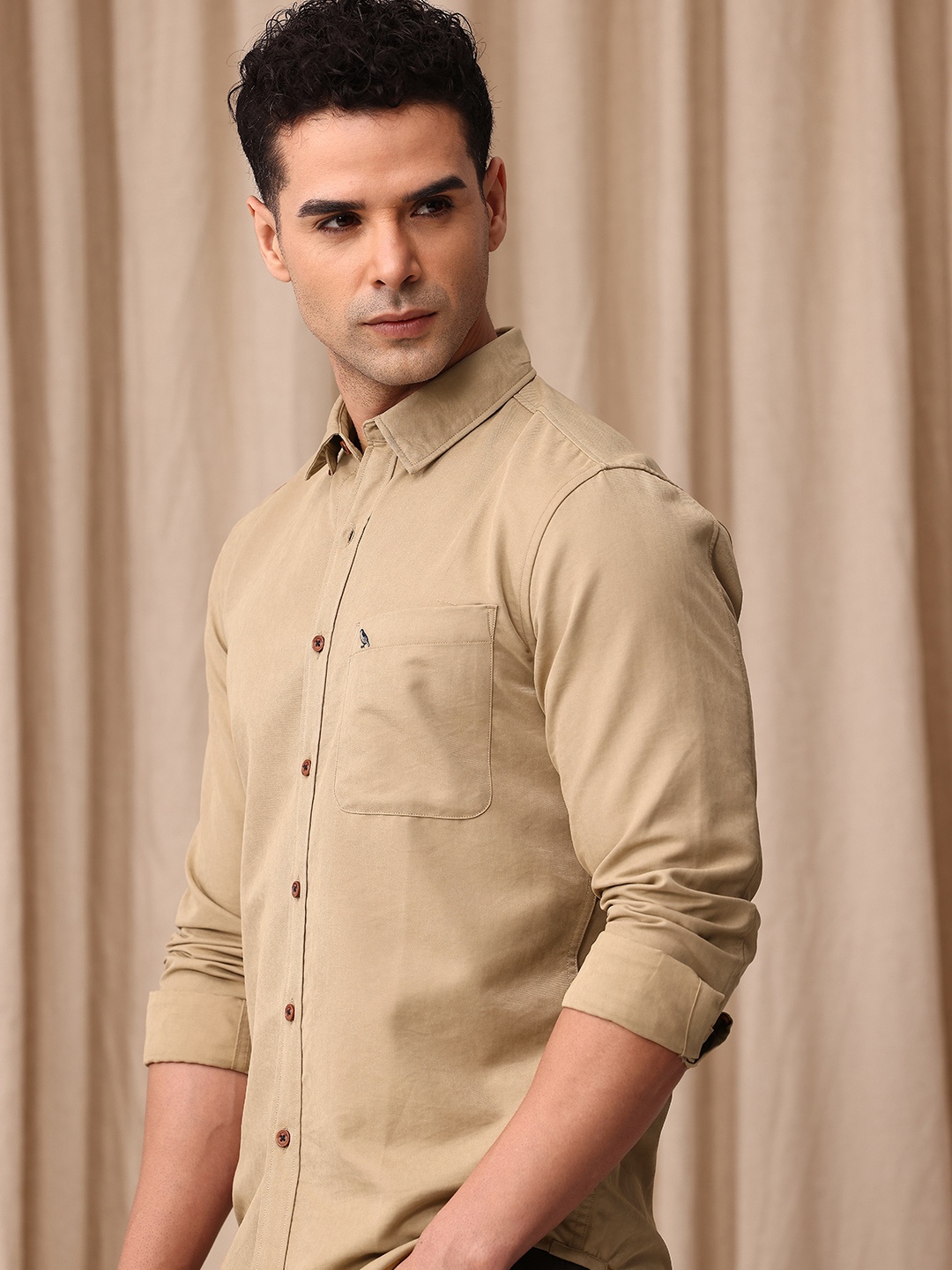 

Mr Bowerbird Men Premium Tailored Fit Casual Shirt, Tan