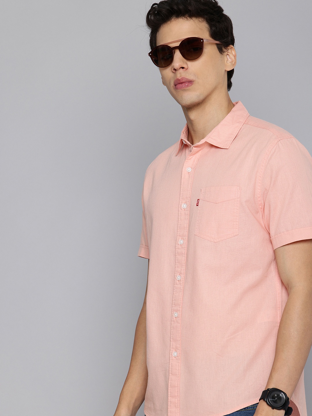 

Levis Pure Cotton Slim Fit Casual Shirt, Peach