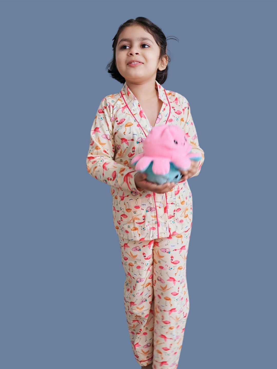 

Noty Girls Printed Night suit, Peach