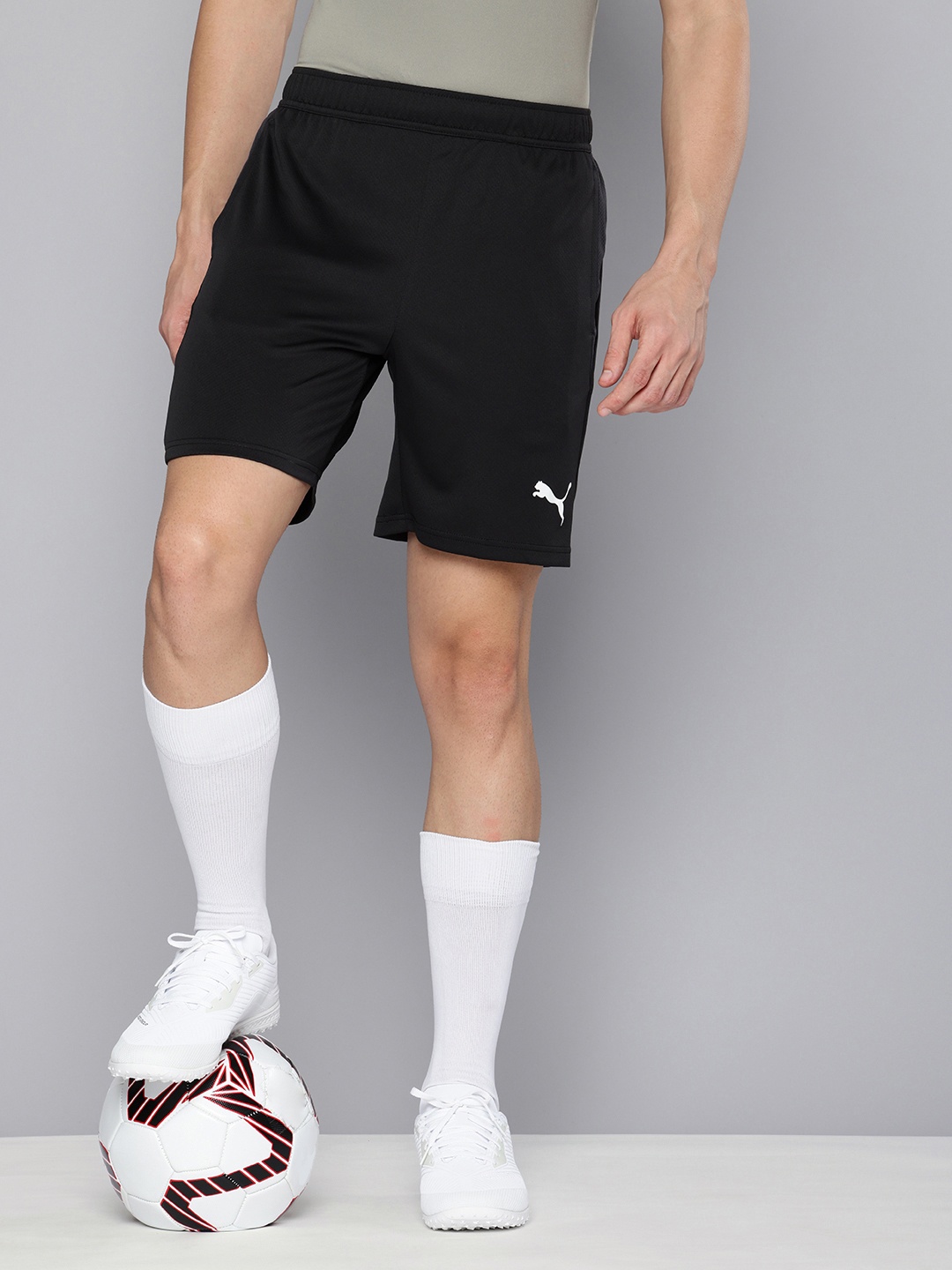 

Puma Men teamGOAL Self Design DryCell Slim Fit Football Sports Shorts, Black