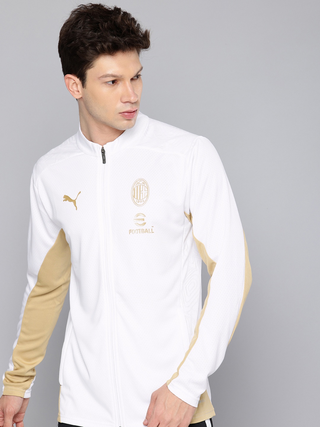 

Puma AC Milan Slim Fit DryCell Football Training Jacket, White
