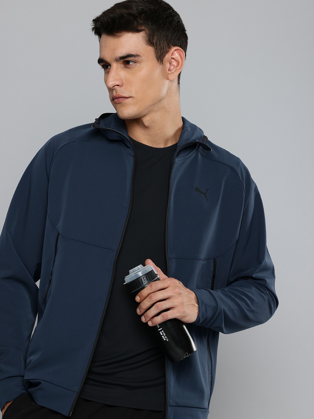 

Puma Tech Drycell Hooded Outdoor Sporty Track Jacket, Navy blue