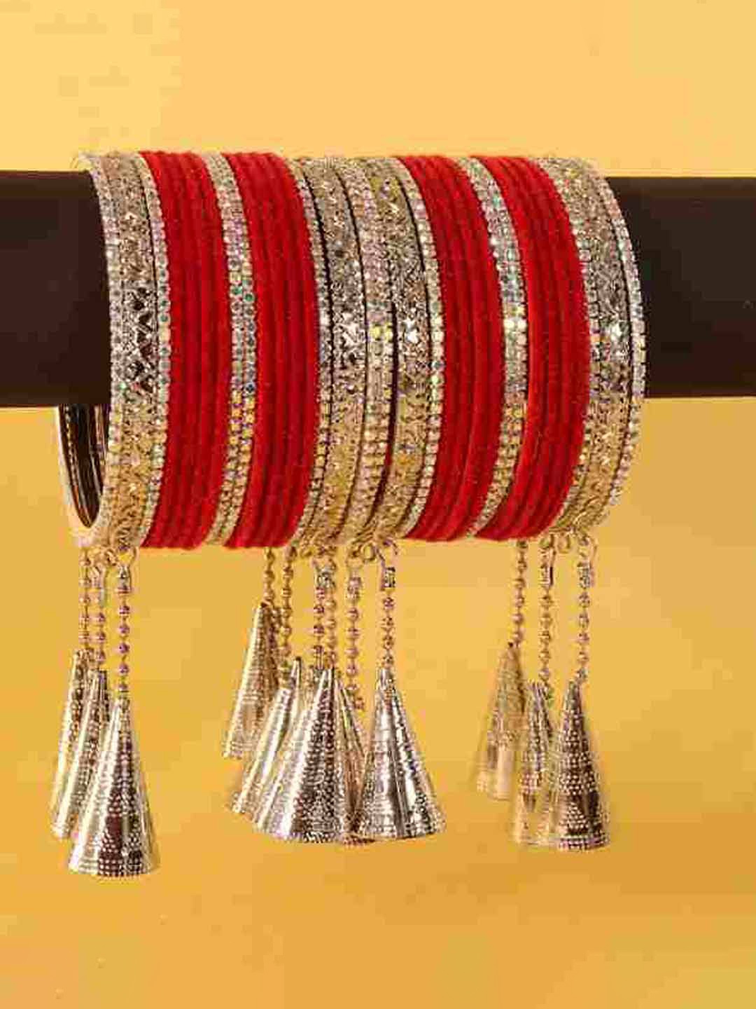 

NMII Set Of 32 Cubic Zirconia Studded Bangles, Silver