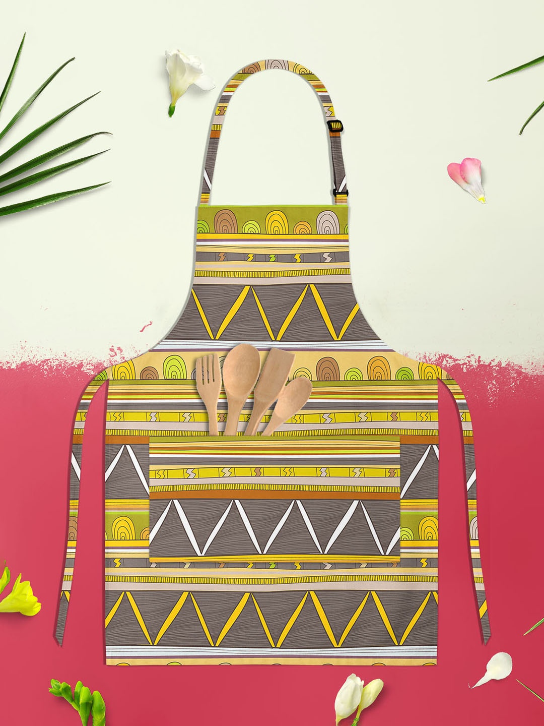 

ArtzFolio Green & Yellow Printed Cotton Apron