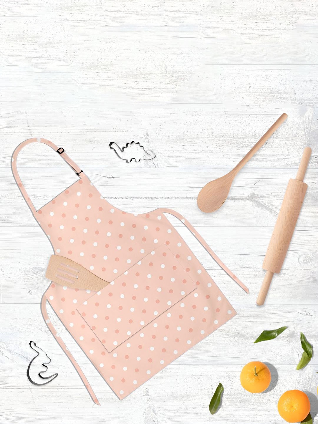 

ArtzFolio Kids Peach-Color & White Printed Cotton Aprons