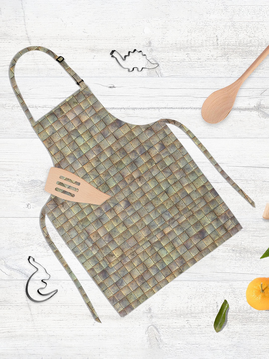 

ArtzFolio Green & Brown Printed Cotton Apron