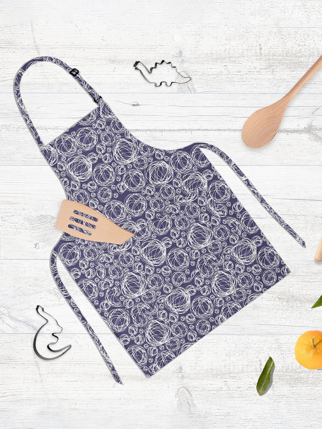 

ArtzFolio Navy Blue & White Printed Cotton Apron