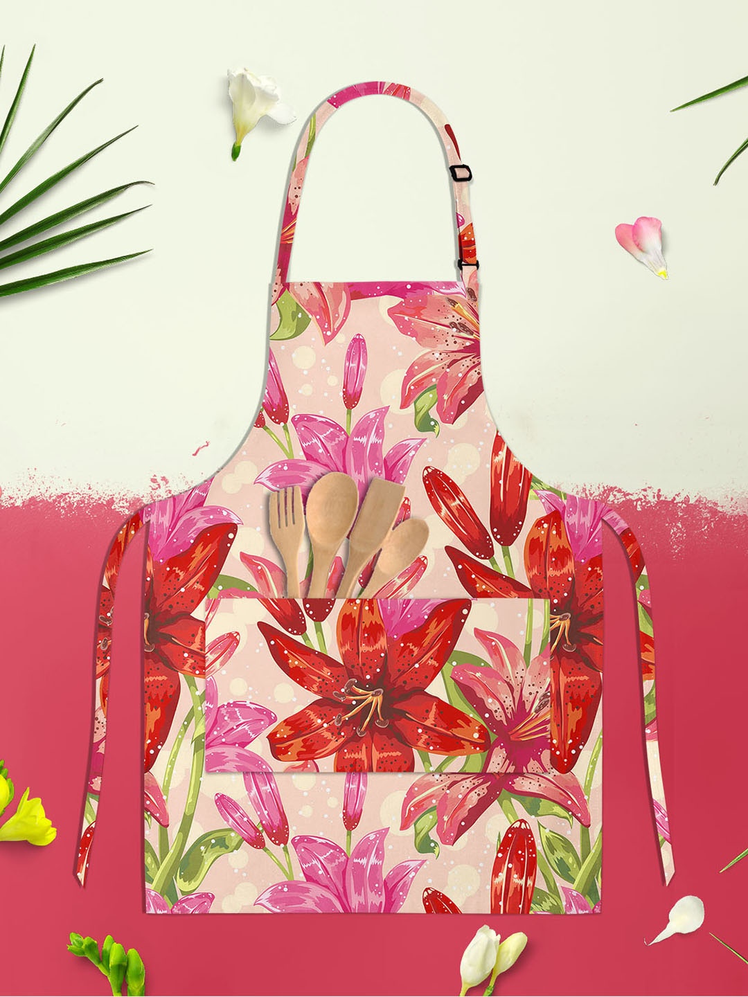 

ArtzFolio Beige & Pink Printed Cotton Aprons