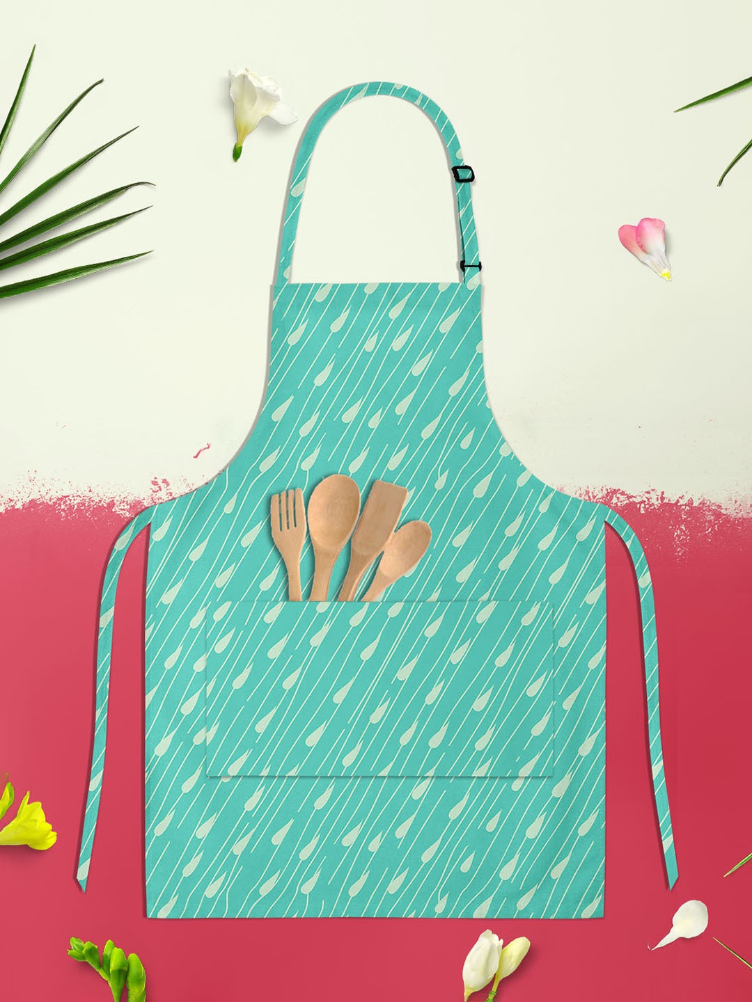 

ArtzFolio Teal-Blue & Beige Printed Cotton Aprons