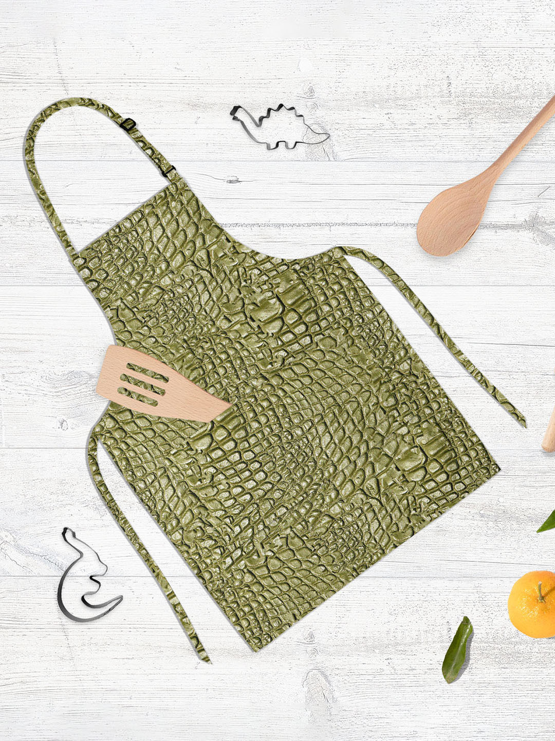 

ArtzFolio Kids Green & White Printed Cotton Aprons
