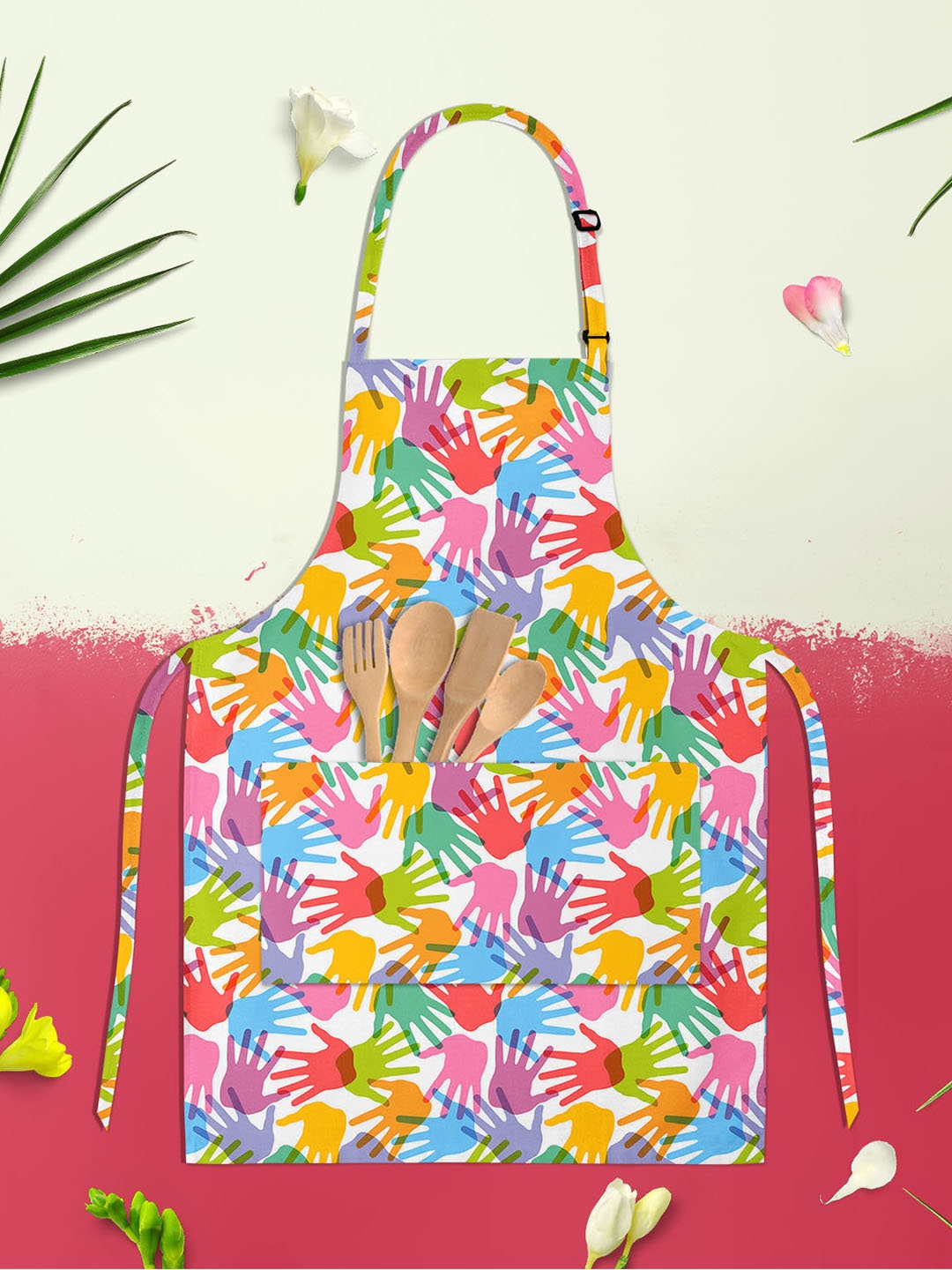 

ArtzFolio White & Green Printed Cotton Aprons