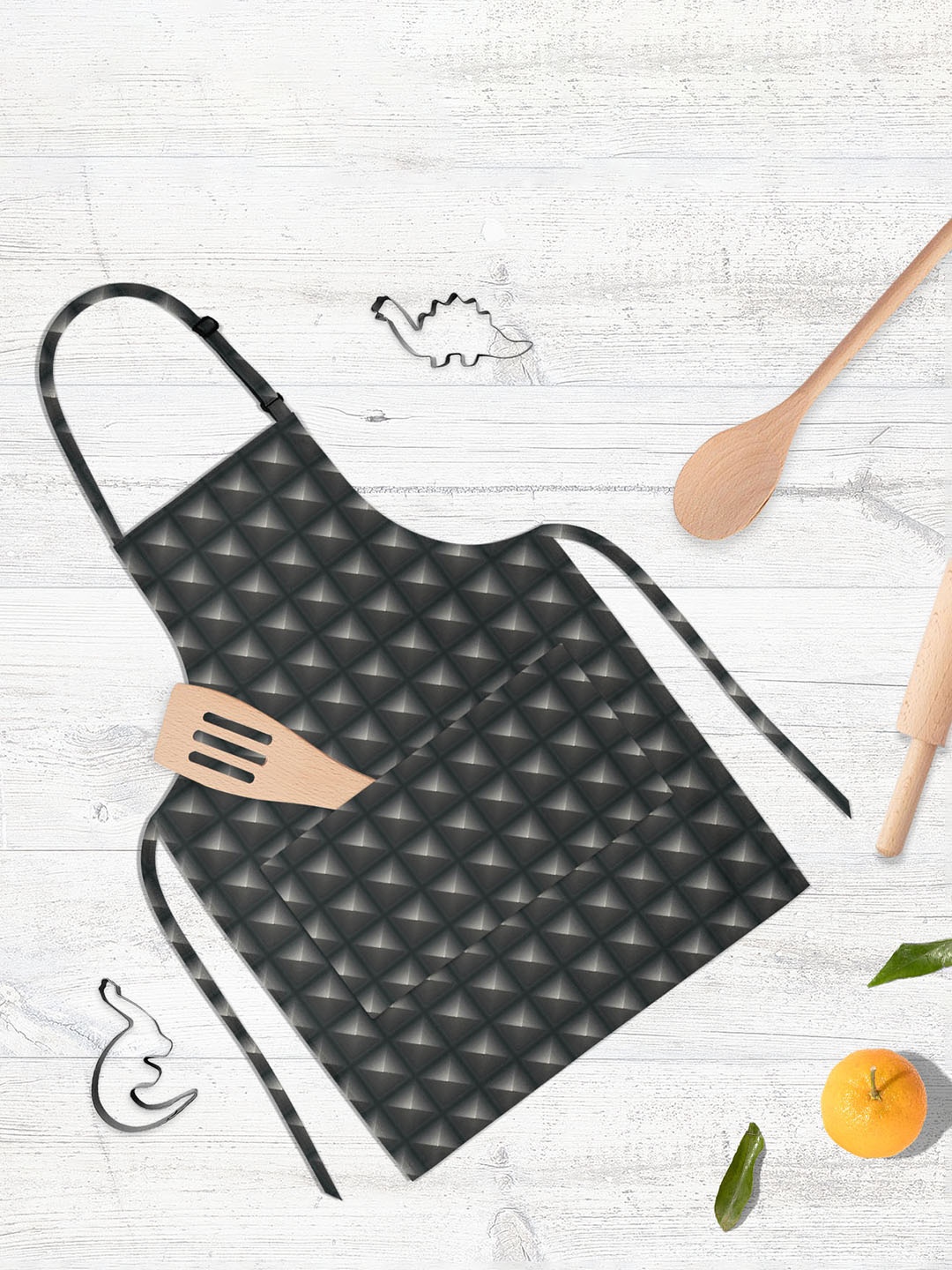 

ArtzFolio Black & Grey Printed Cotton Aprons