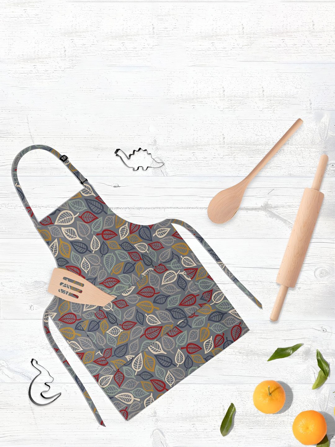 

ArtzFolio Kids Grey & Maroon Printed Cotton Aprons