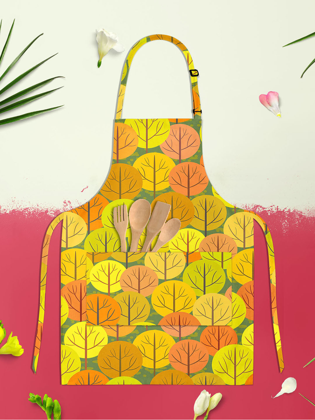 

ArtzFolio Green & Orange-Color Printed Cotton Aprons