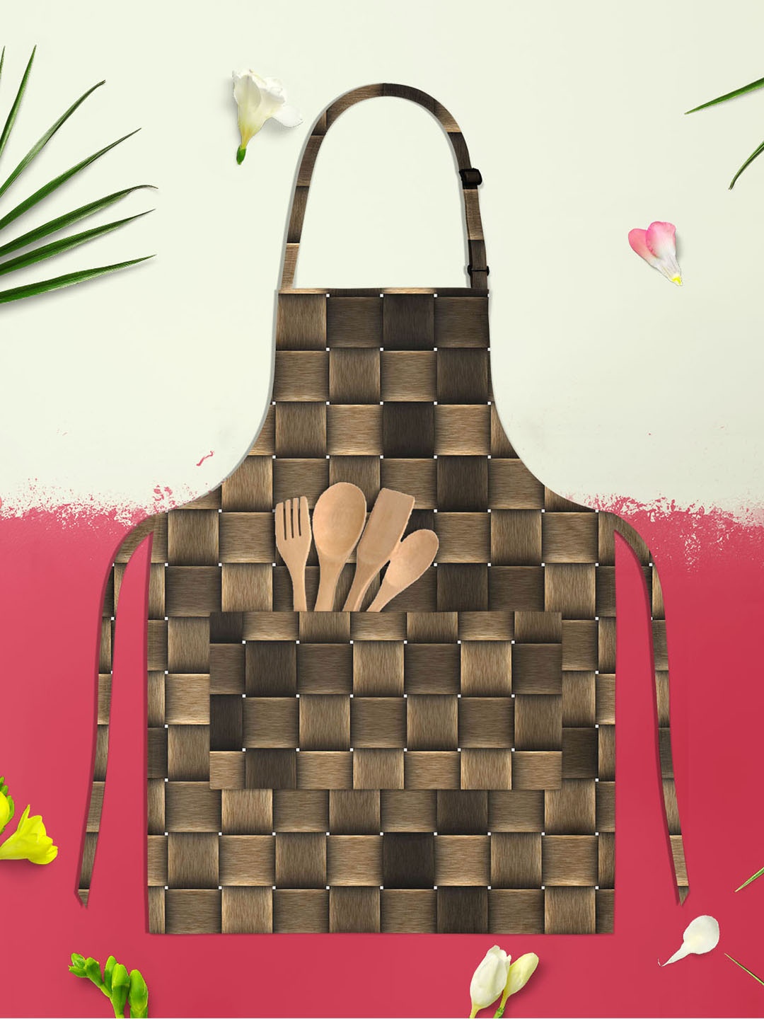 

ArtzFolio Brown & White Printed Cotton Aprons