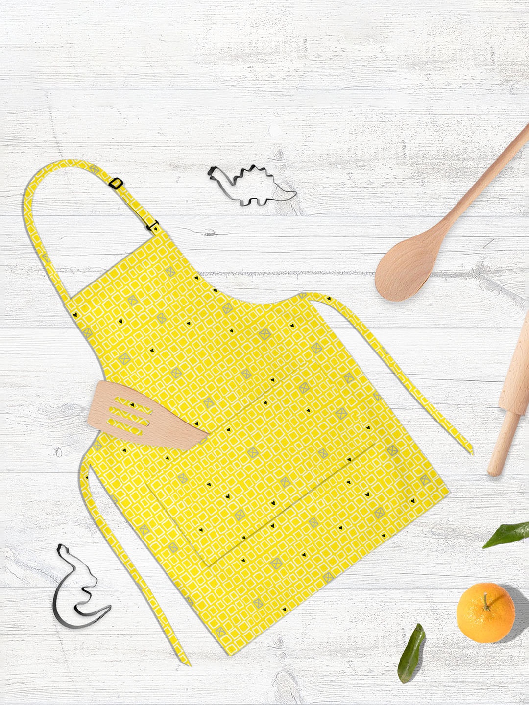 

ArtzFolio Yellow & White Printed Cotton Aprons