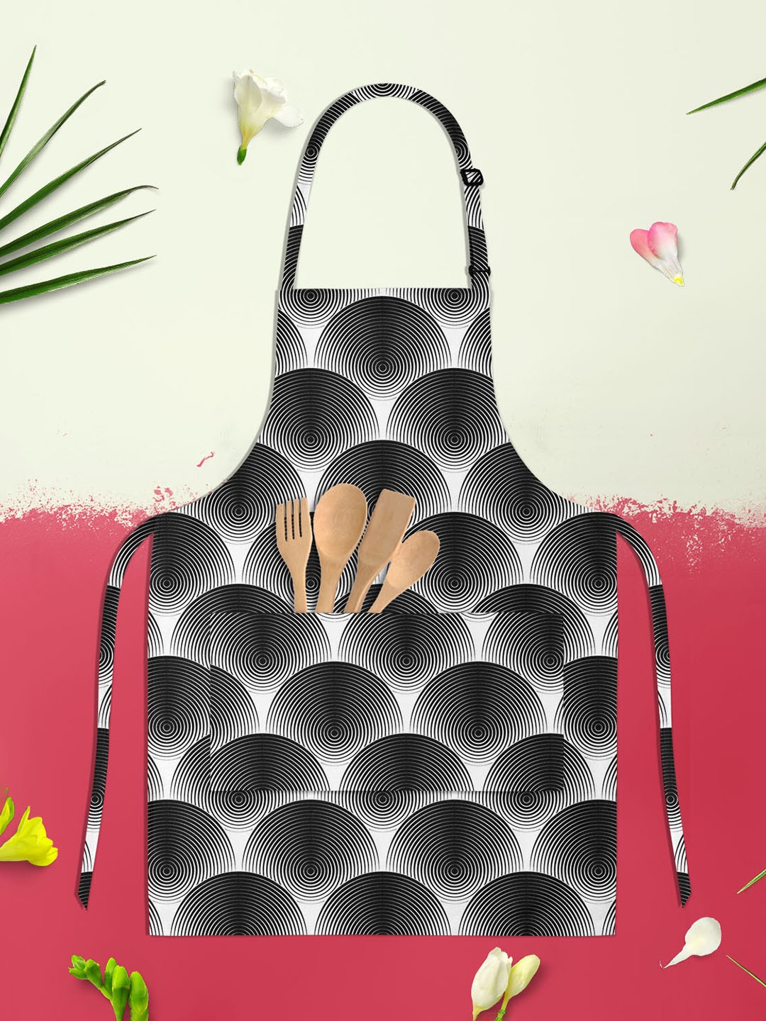 

ArtzFolio Black & White Printed Cotton Aprons