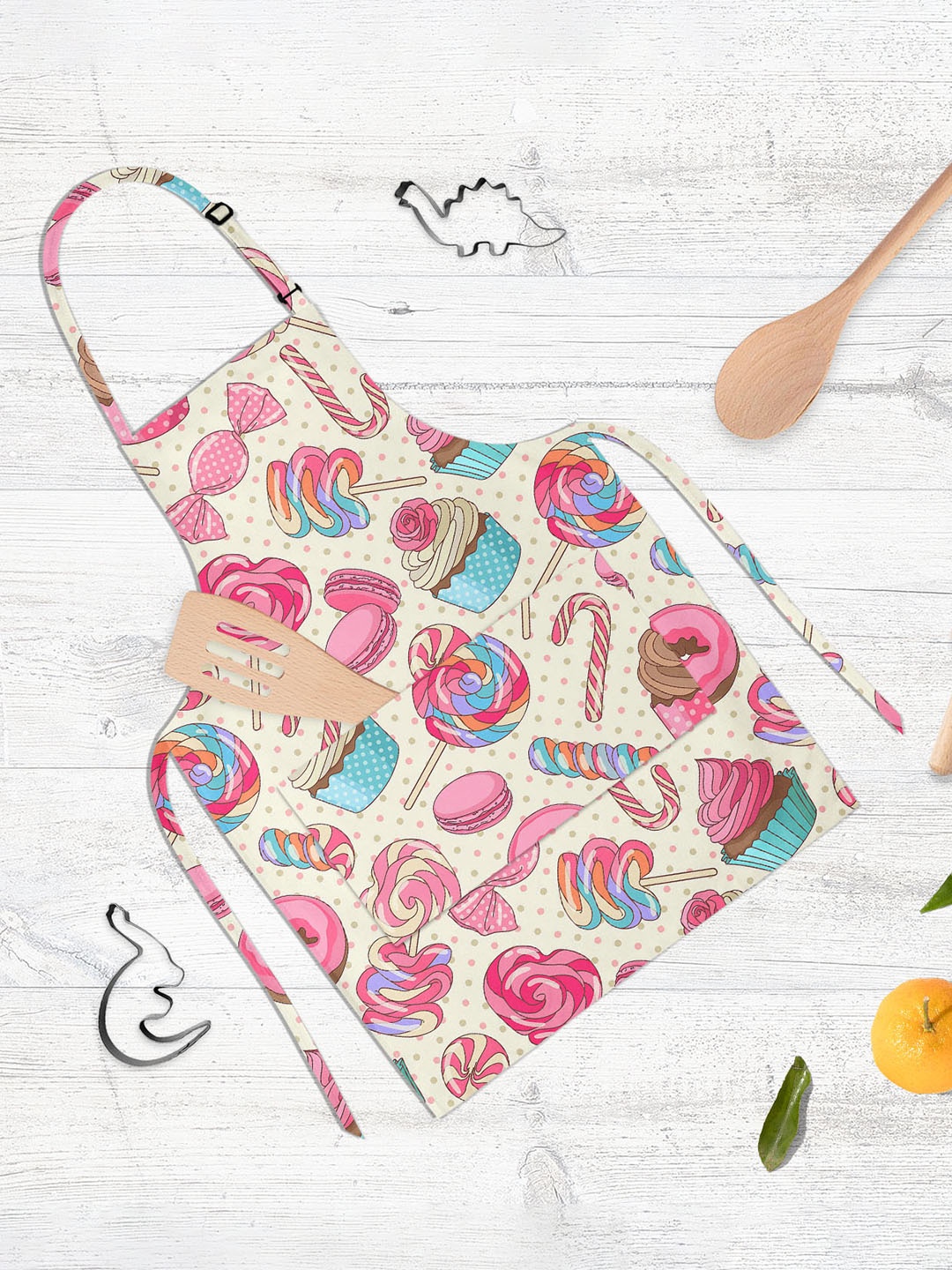 

ArtzFolio Cream Colored & Pink Printed Cotton Aprons