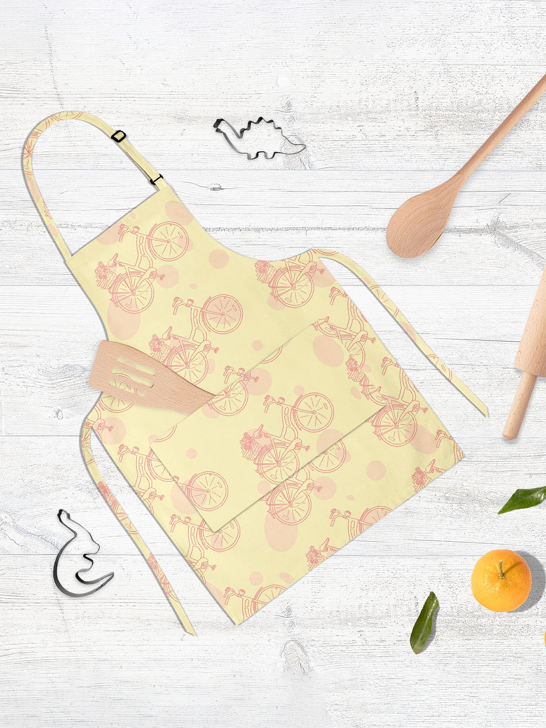 

ArtzFolio Kids Cream Colored & Pink Printed Cotton Aprons