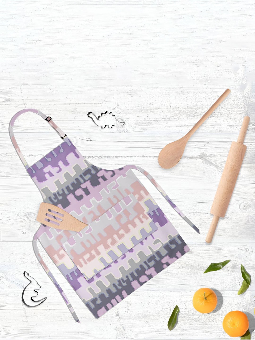 

ArtzFolio Beige & Violet Printed Cotton Aprons
