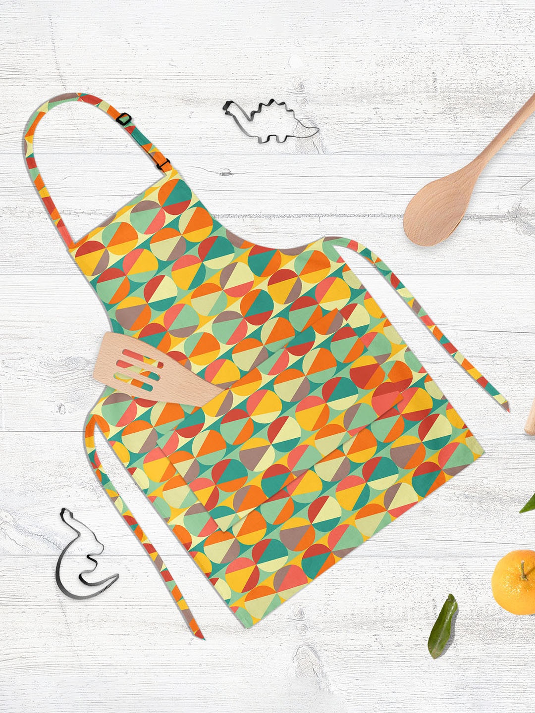 

ArtzFolio Kids Cream Colored & Green Printed Cotton Aprons