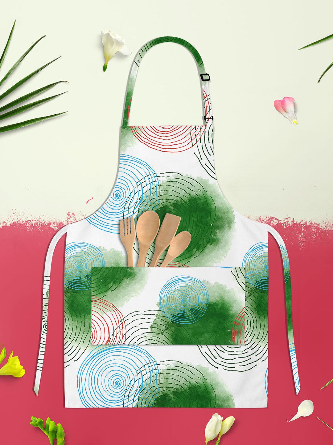 

ArtzFolio White & Green Printed Cotton Aprons