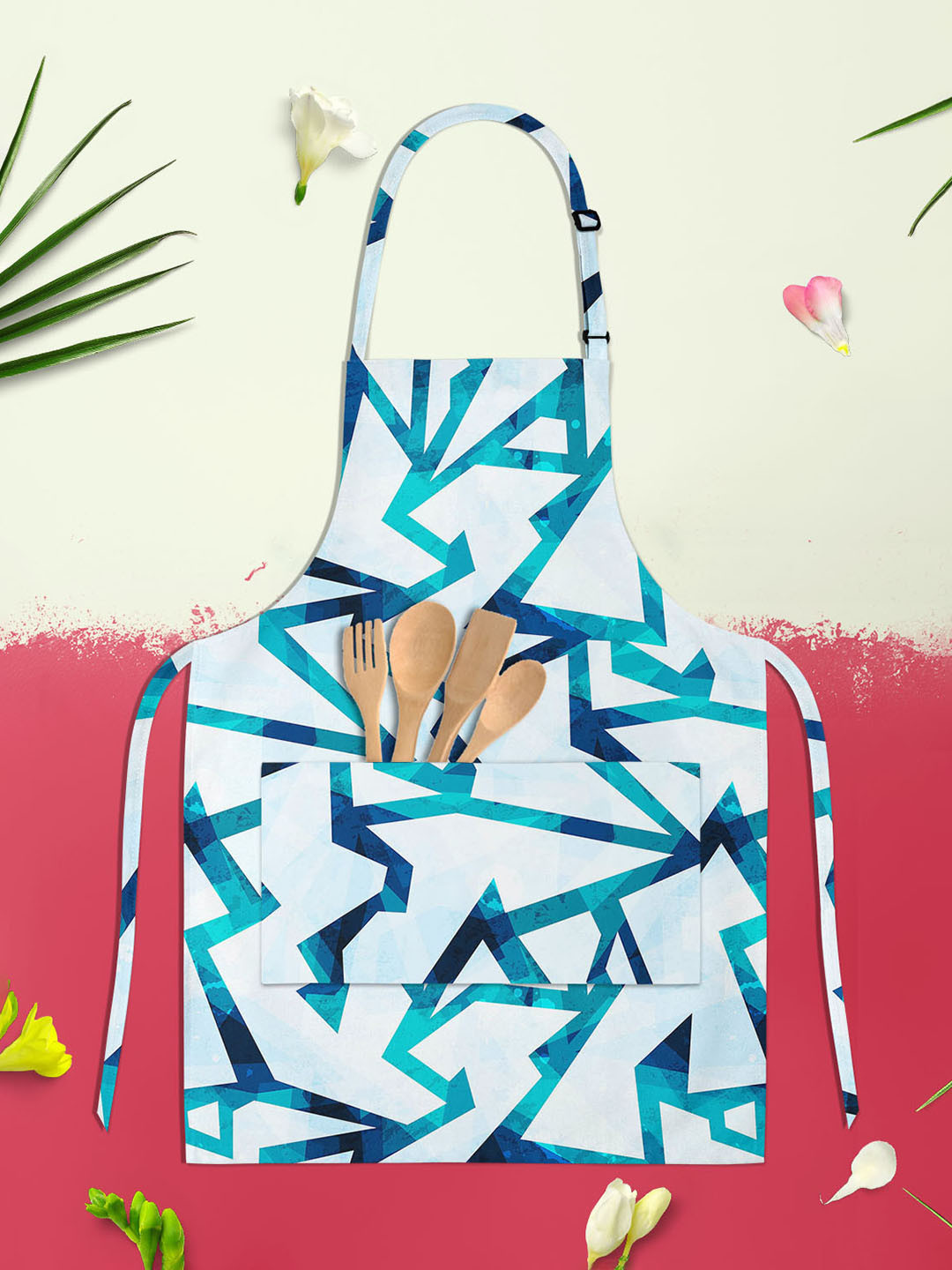 

ArtzFolio White & Blue Printed Cotton Aprons